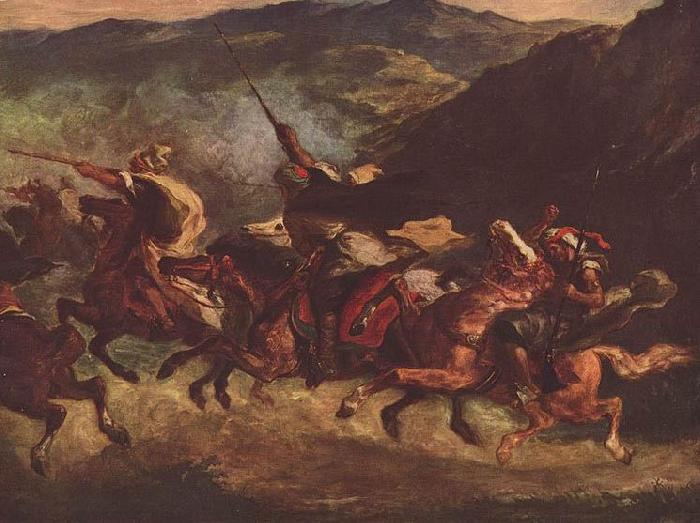 Eugene Delacroix Marokkanische Fantasia Sweden oil painting art